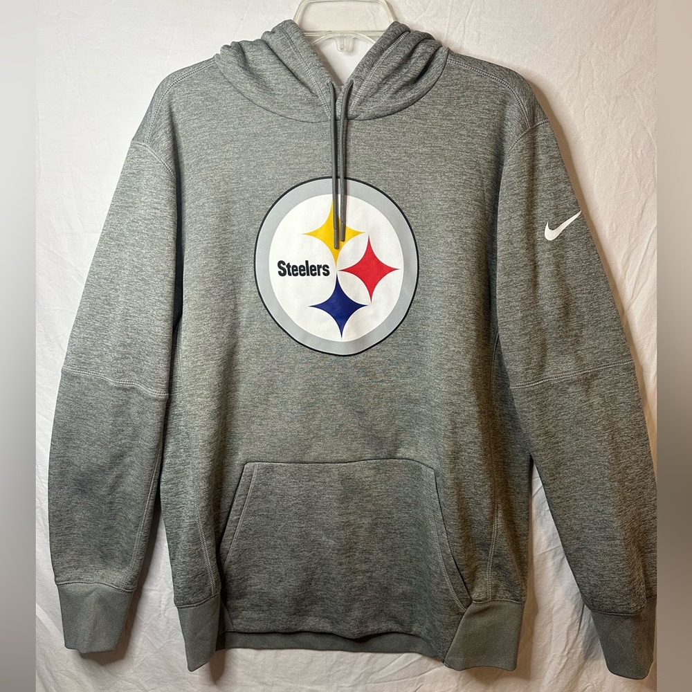 Nike Dri-FIT Pittsburgh Steelers Hoodie Gray Pullover Sweatshirt Men’s Large NFL